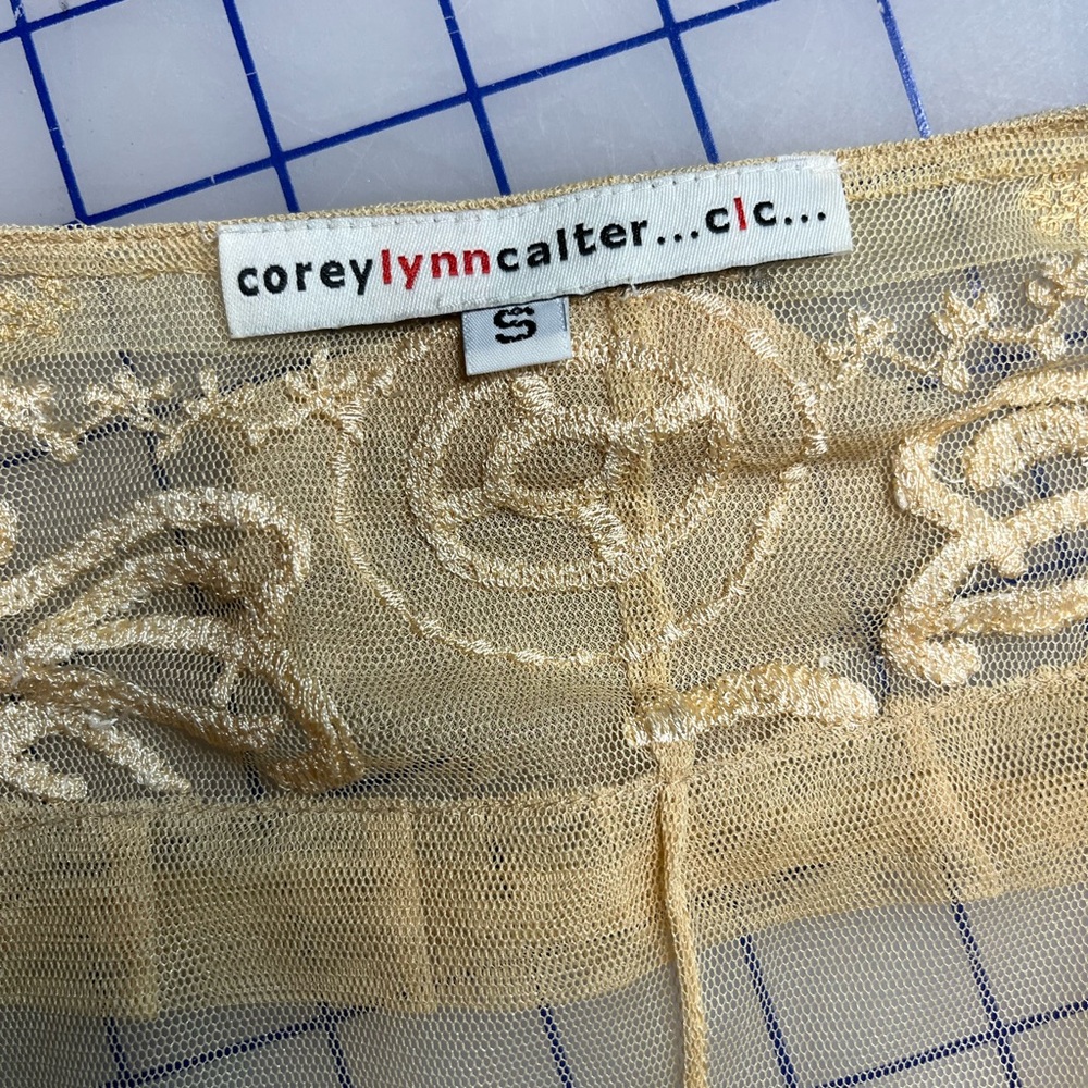 Champagne net embroidered bed jacket - Picture 4 of 4